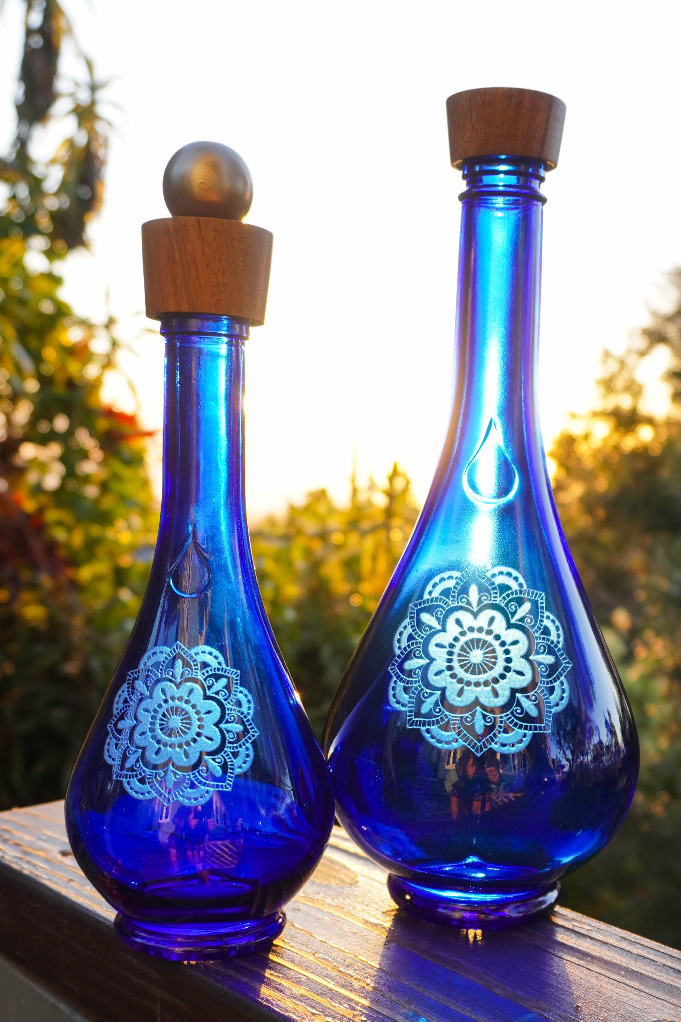 Genie Sandblasted Water Drops – Blue Bottle Love