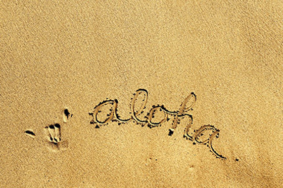 aloha written in hawaii beach sand